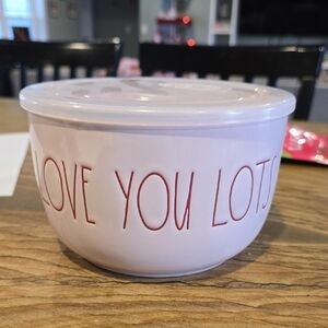 Rae Dunn Pink 'Love You Lots' Food Storage Bowl